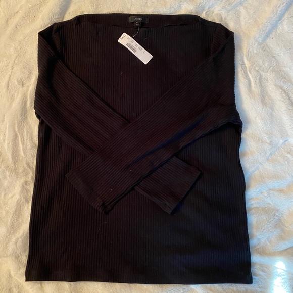 J. Crew Tops - NWT J Crew ribbed top, bateau neck black Sz XL